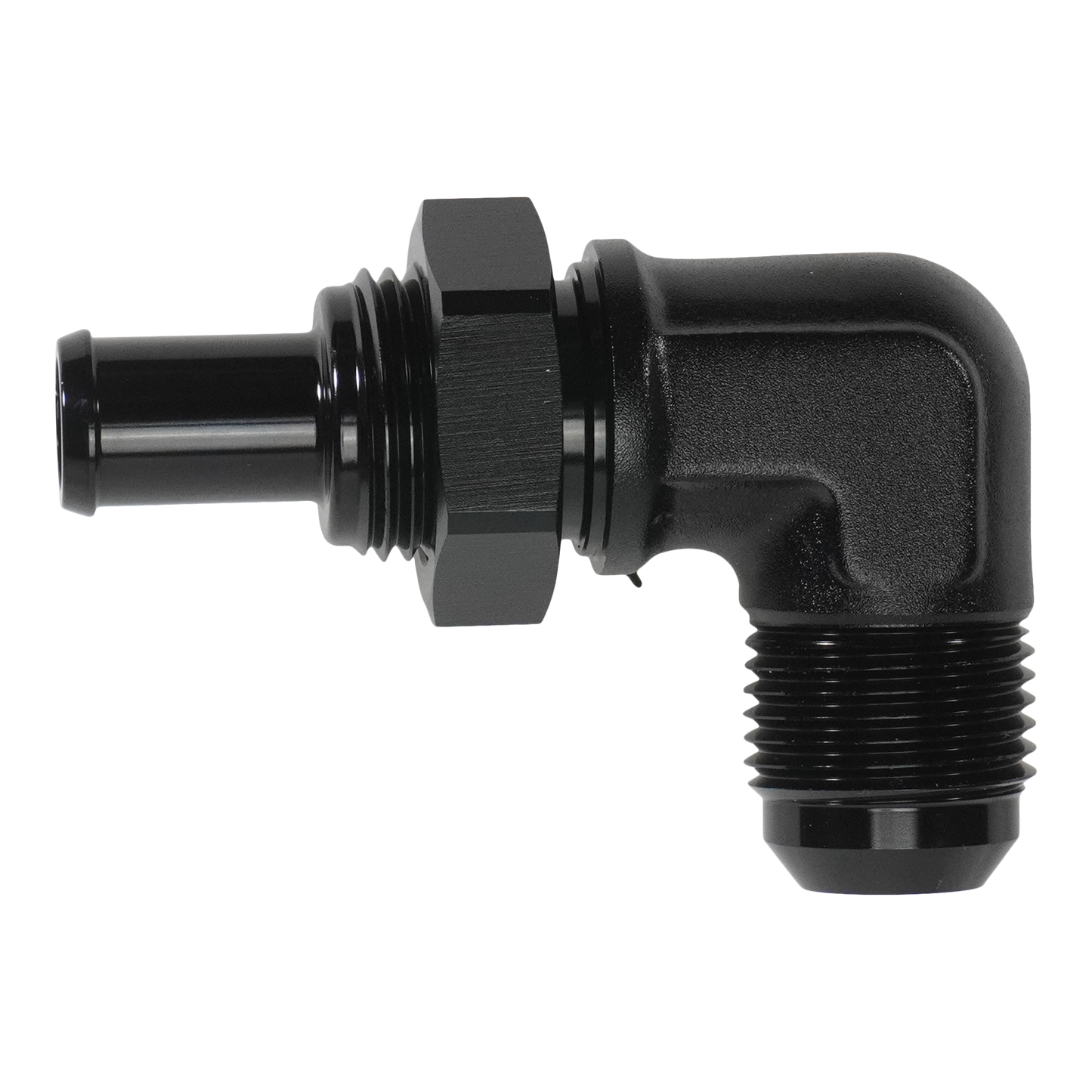 10AN to 1/2" Barb 90-Degree Bulkhead