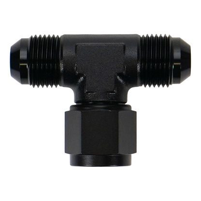 8AN Male Flare to Female Flare Swivel Tee on 90