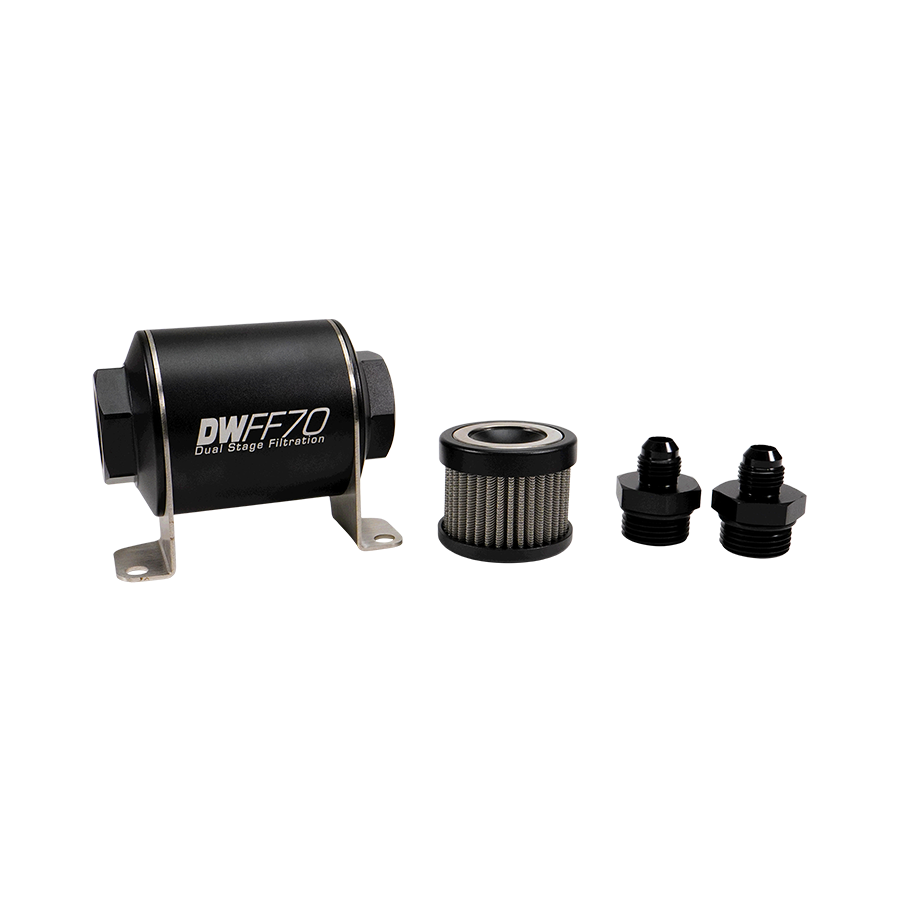 10 Micron Universal Inline Fuel Filter Kit – 6AN/8AN/10AN Adapters, 5-Year Warranty