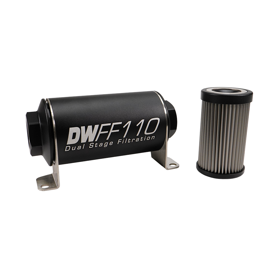 10AN Female, 5 micron, 110mm In-line fuel filter kit