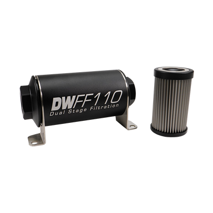 10AN Female, 5 micron, 110mm In-line fuel filter kit