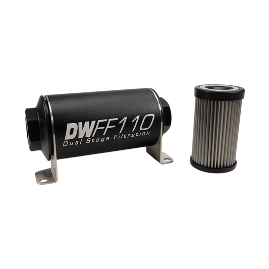 10AN Female, 40 micron, 110mm In-line fuel filter kit
