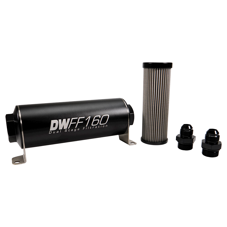 Filter 80an -8AN, 100 micron, 160mm In-line fuel filter kit – DeatschWerks