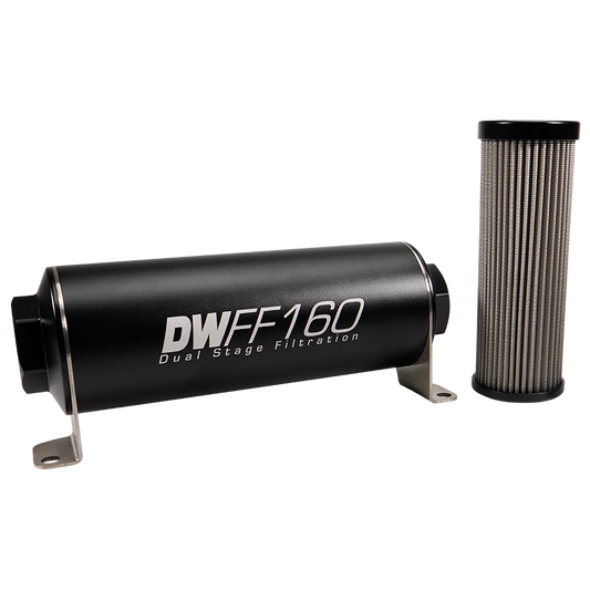 10AN Female, 100 micron, 160mm In-line fuel filter kit